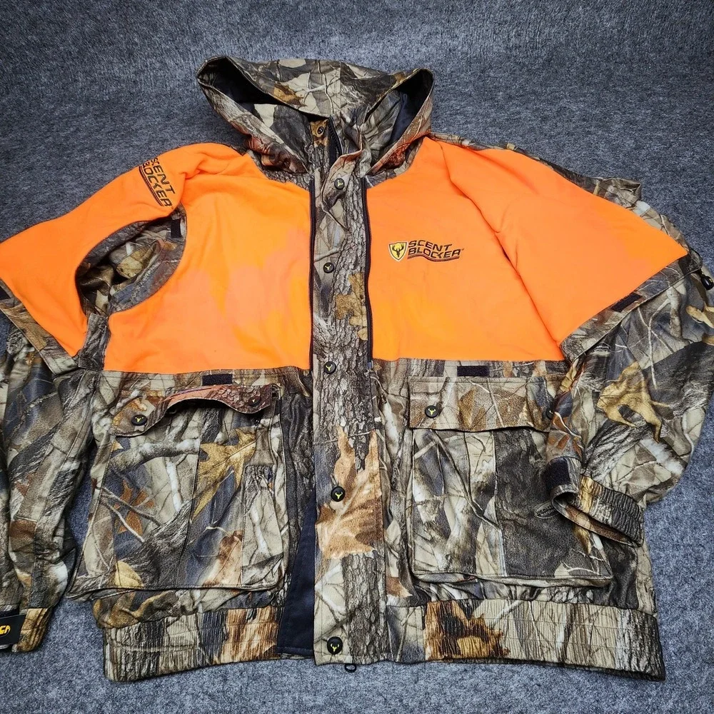 Scentblocker Realtree Camo Blaze Orange Rainproof ProHunter Hunting Jacket XL